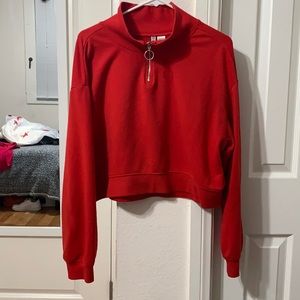 Cropped quarter-zip sweater